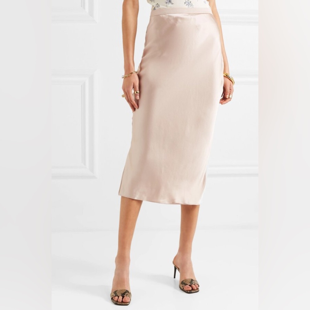 Cami NYC silk midi skirt in pale pink, size small.